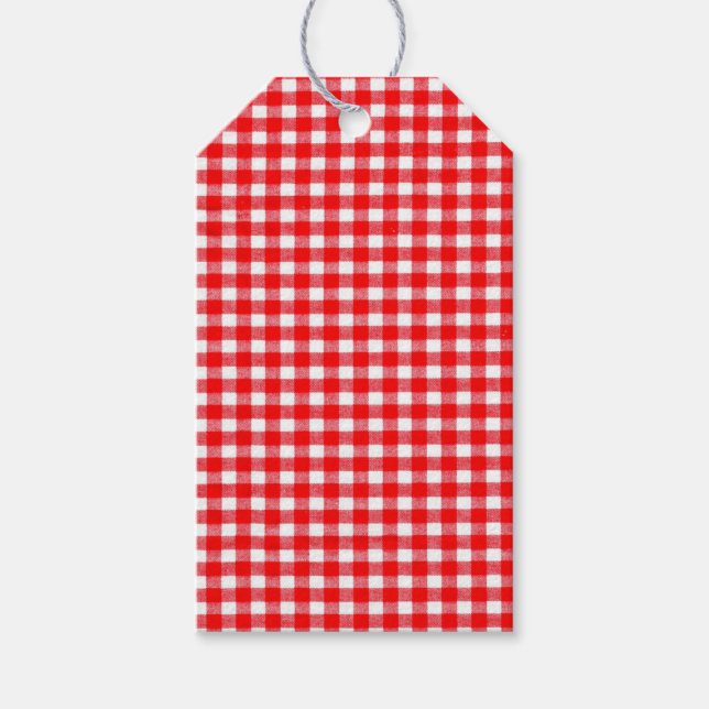 Etiqueta Para Presente Etiqueta de Presente de Gingham Vermelho (Frente)