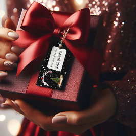 Etiqueta Para Presente Etiqueta de presente de Grafite de Natal Preto Mod