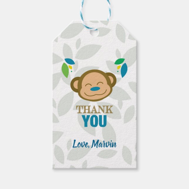 Etiqueta Para Presente Etiqueta de Presente de Macaco Selvagem Azul (Frente)