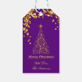 Etiqueta Para Presente Etiqueta de Presente de Natal Árvore Abstrata Dour