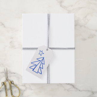 Etiqueta Para Presente Etiqueta de Presente de Natal Azul Doodle