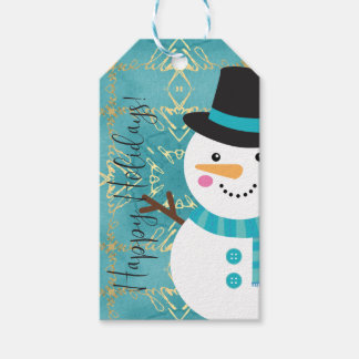 Etiqueta Para Presente Etiqueta de presente de Natal azul e ouro
