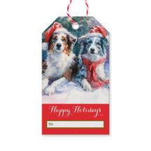 Etiqueta de Presente de Natal Border Collie