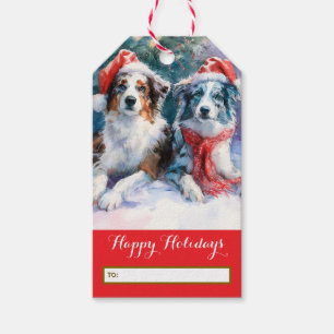 Etiqueta Para Presente Etiqueta de Presente de Natal Border Collie