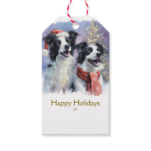 Etiqueta de Presente de Natal Border Collie