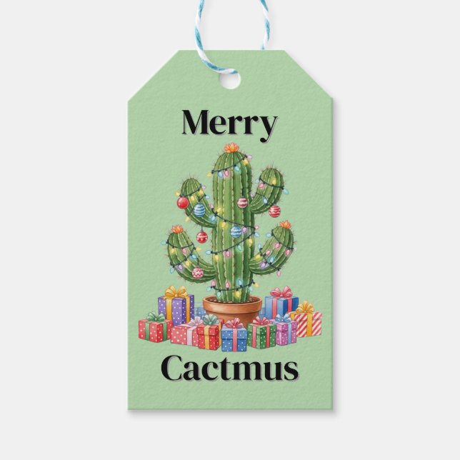 Etiqueta Para Presente Etiqueta de presente de Natal - Cactmus Feliz (Frente)