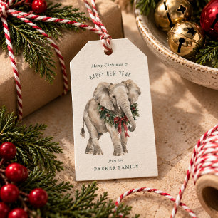 Etiqueta Para Presente Etiqueta de Presente de Natal com Elefante em Aqua