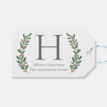 Etiqueta de Presente de Natal com Monograma de Ram