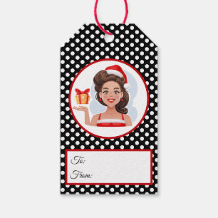 Etiqueta Para Presente Etiqueta de Presente de Natal da Mulher Retroativa