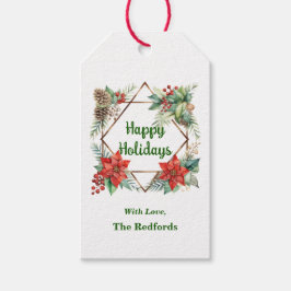 Etiqueta Para Presente Etiqueta de presente de Natal da Poinsettia em Bra