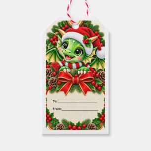 Etiqueta Para Presente Etiqueta de Presente de Natal de Dragão Fofo