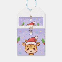Etiqueta de Presente de Natal de Girafa Bebê