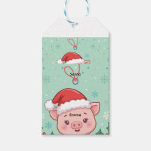 Etiqueta de presente de Natal de leitão