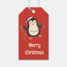 Etiqueta de Presente de Natal de Pinguim Fofo