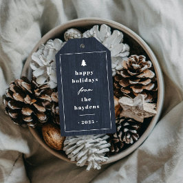 Etiqueta Para Presente Etiqueta de presente de Natal em madeira azul rúst