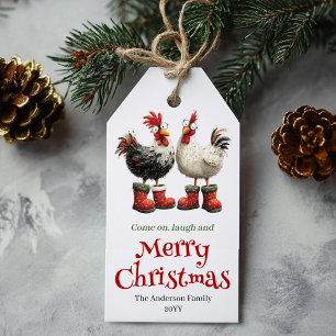 Etiqueta Para Presente Etiqueta de Presente de Natal Galinhas Excêntricas