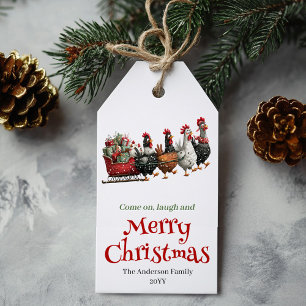 Etiqueta Para Presente Etiqueta de Presente de Natal Galinhas Excêntricas