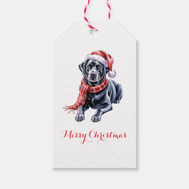 Etiqueta Para Presente Etiqueta de Presente de Natal Labrador (Frente)