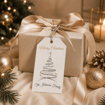 Etiqueta de Presente de Natal Minimalista Elegante