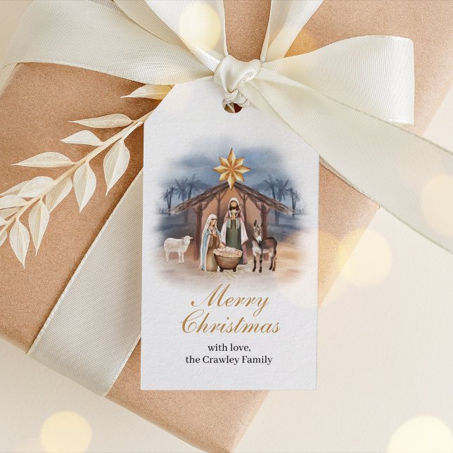 Etiqueta Para Presente Etiqueta de presente de Natal Natividade (Christmas Nativity Gift Tag)