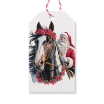 Etiqueta de Presente de Natal Papai Noel Montando