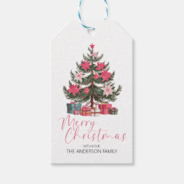 Etiqueta Para Presente Etiqueta de Presente de Natal Pink Poinsettia Tag 