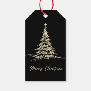 Etiqueta Para Presente Etiqueta de presente de Natal Preto Árvore de Na