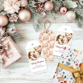 Etiqueta Para Presente Etiqueta de presente de Natal Rosa Floral Vintage