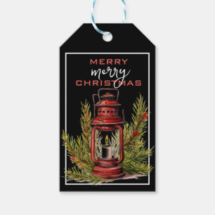 Etiqueta Para Presente Etiqueta de presente de Natal Vermelho Lanterna