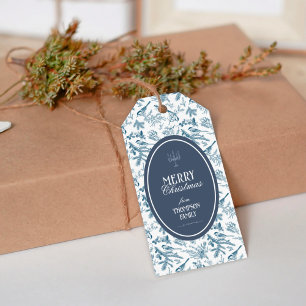 Etiqueta Para Presente Etiqueta de Presente de Natal Vintage Azul Marinho