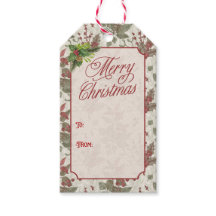Etiqueta de Presente de Natal Vintage Holly Berry
