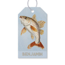 Etiqueta de Presente de Peixe Nadando Oceano Azul