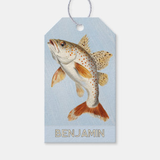 Etiqueta Para Presente Etiqueta de Presente de Peixe Nadando Oceano Azul