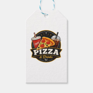 Etiqueta Para Presente Etiqueta de presente de Pizza & Bebidas Vintage pa