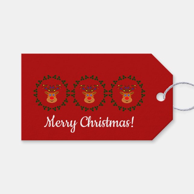 Etiqueta Para Presente Etiqueta de Presente de Reindeer de Natal (Frente (horizontal))