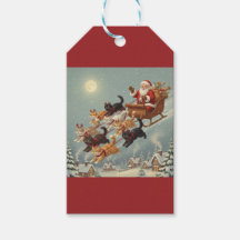 Etiqueta de presente de trenzinha de Natal com gat