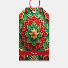 Etiqueta de Presente Decorativa Vermelha e Verde p