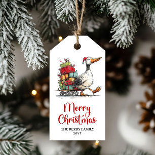 Etiqueta Para Presente Etiqueta de Presente Divertida de Natal com Ganso