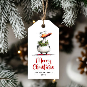 Etiqueta Para Presente Etiqueta de Presente Divertida Pato de Natal Capri