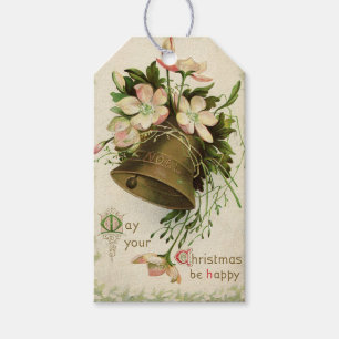 Etiqueta Para Presente Etiqueta de Presente do Natal vintage Bell (Floral