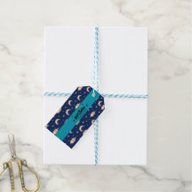 Etiqueta de Presente do Ramadão Luxo Azul Marinho