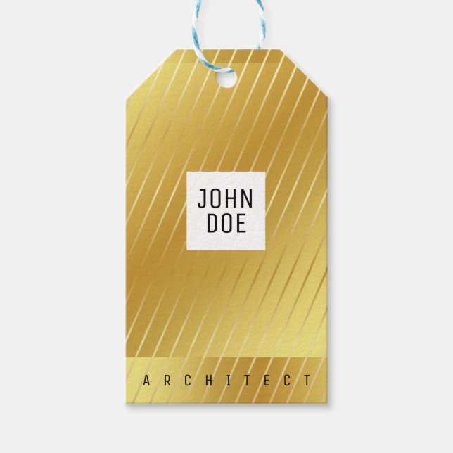 Etiqueta Para Presente Etiqueta de Presente Dourada Quadrada Elegante (Frente)