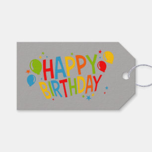 Etiqueta Para Presente Etiqueta de Presente Feliz de Aniversário com Balõ