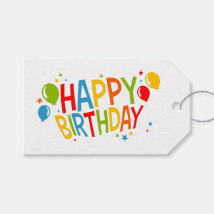 Etiqueta Para Presente Etiqueta de Presente Feliz de Aniversário com Balõ