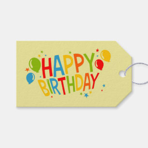 Etiqueta Para Presente Etiqueta de Presente Feliz de Aniversário com Balõ