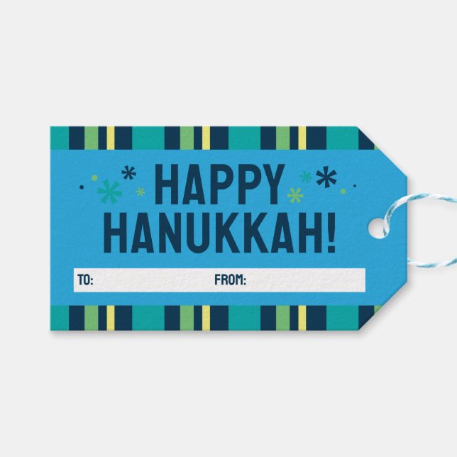 Etiqueta Para Presente Etiqueta de Presente Feliz Hanukkah (Frente (horizontal))