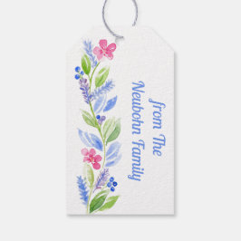 Etiqueta Para Presente Etiqueta de Presente Floral de Garland com Aquarel