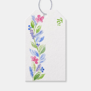 Etiqueta Para Presente Etiqueta de Presente Floral de Garland com Aquarel