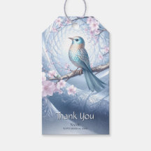 Etiqueta de Presente Floral Pássaro Azul