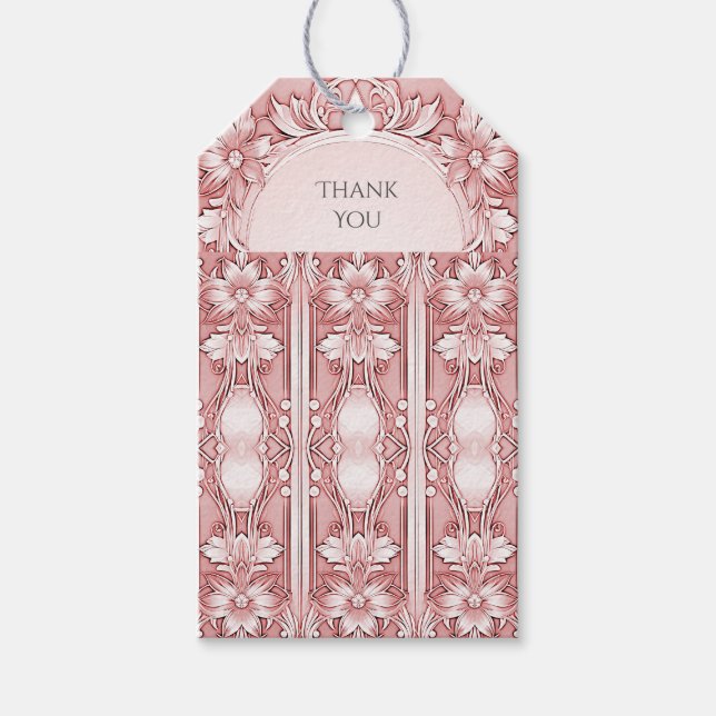 Etiqueta Para Presente Etiqueta de Presente Floral Rosa (Frente)